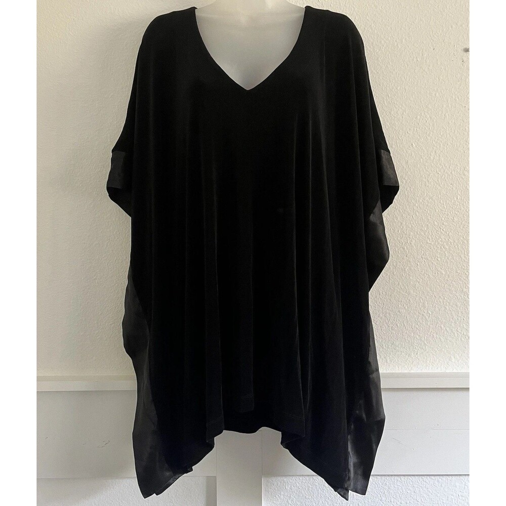 Chico's Travelers Womens Sleeveless Satin Trim Kimono Blouse Swim Cover Up S/M